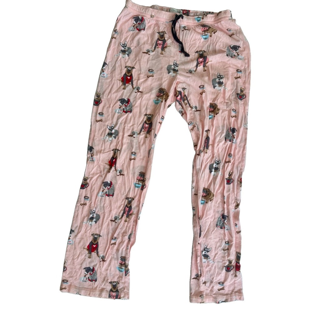 Pj Salvage Pink Dogs In Pajamas Jersey Knit Pajama Pants Women's Size Small